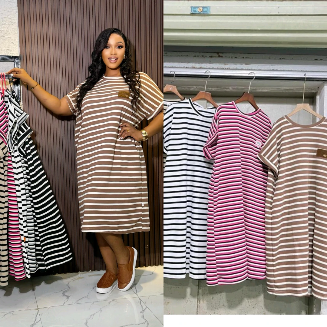 Magauni ya Mistari (Striped T-shirt dresses)
