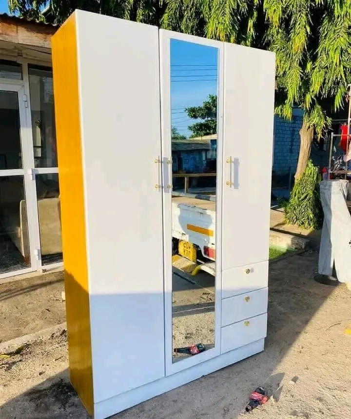 New Three-Door Hardwood Wardrobe with Mirror