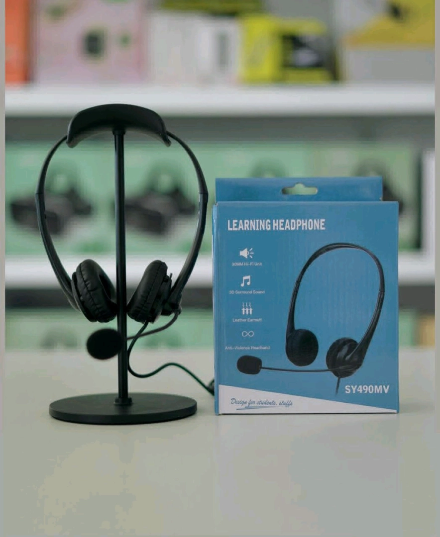 Black Wired Learning Headphone SY490MV with Microphone