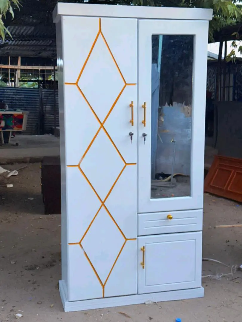 White and Black Plastic Wardrobe with Mirror thumbnail 3