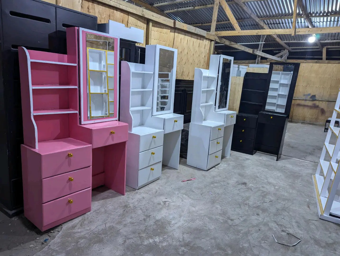 White and Black Plastic Wardrobe with Mirror thumbnail 8