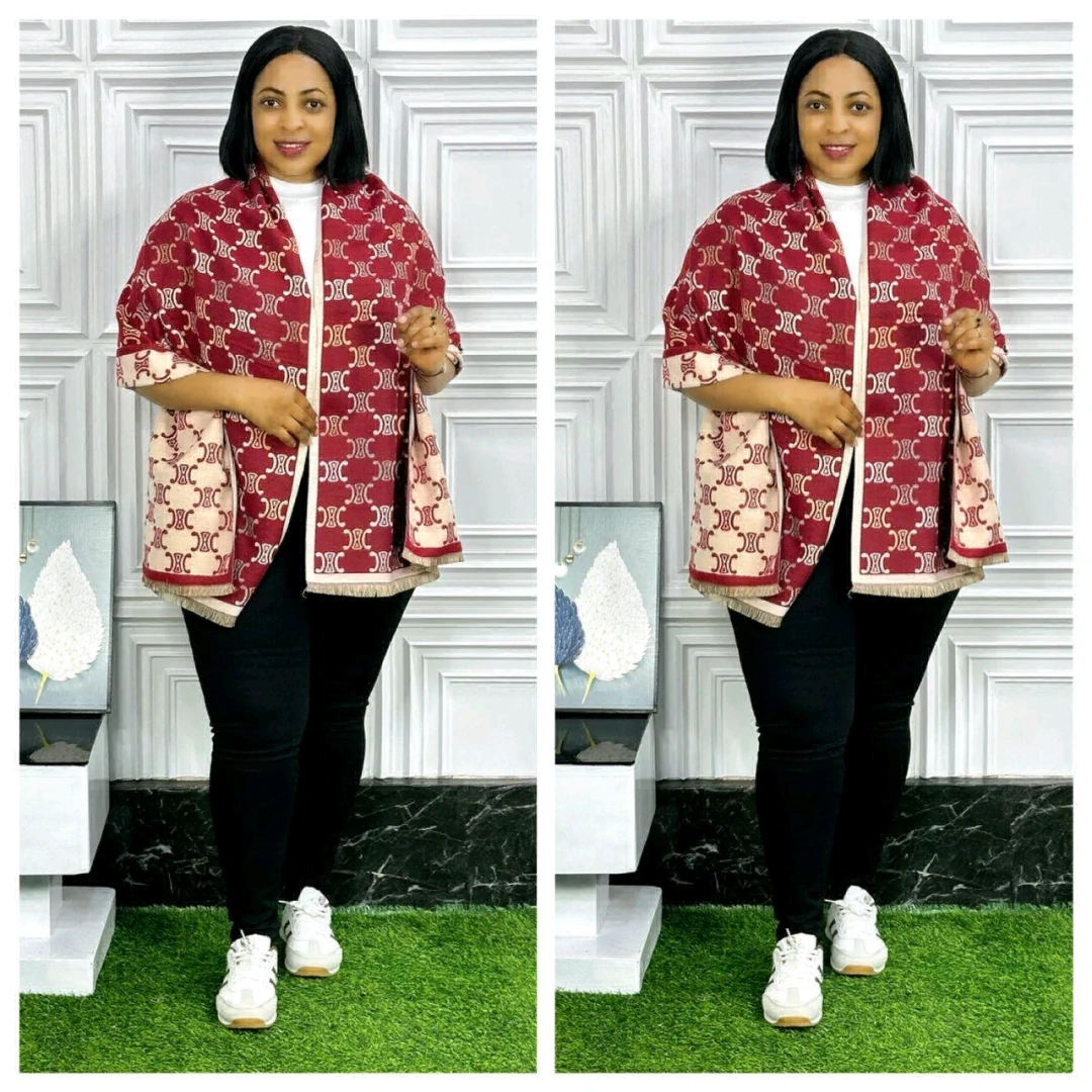 Women's Red and Beige Patterned Jacket/Cardigan