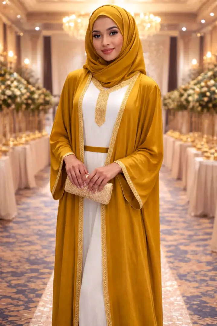 New Stylish Abaya with Matching Hijab thumbnail 3