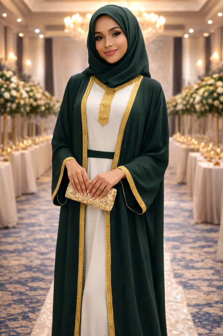 New Stylish Abaya with Matching Hijab thumbnail 4