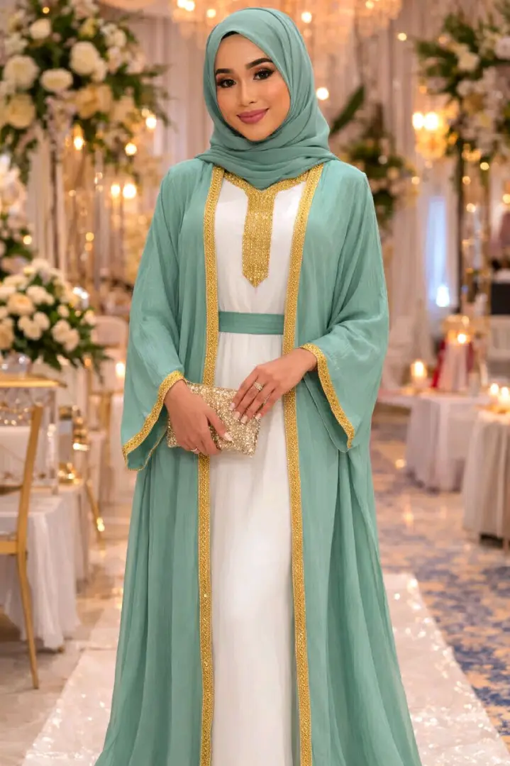 New Stylish Abaya with Matching Hijab thumbnail 5