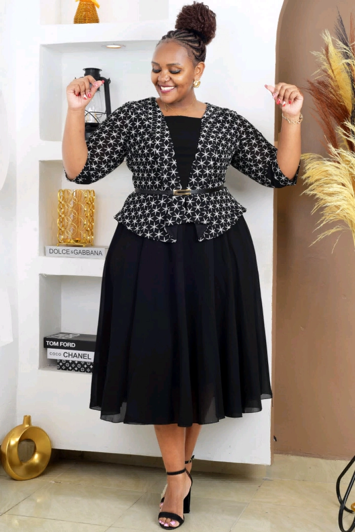 Dark Green Dress with Patterned Bolero Set thumbnail 4