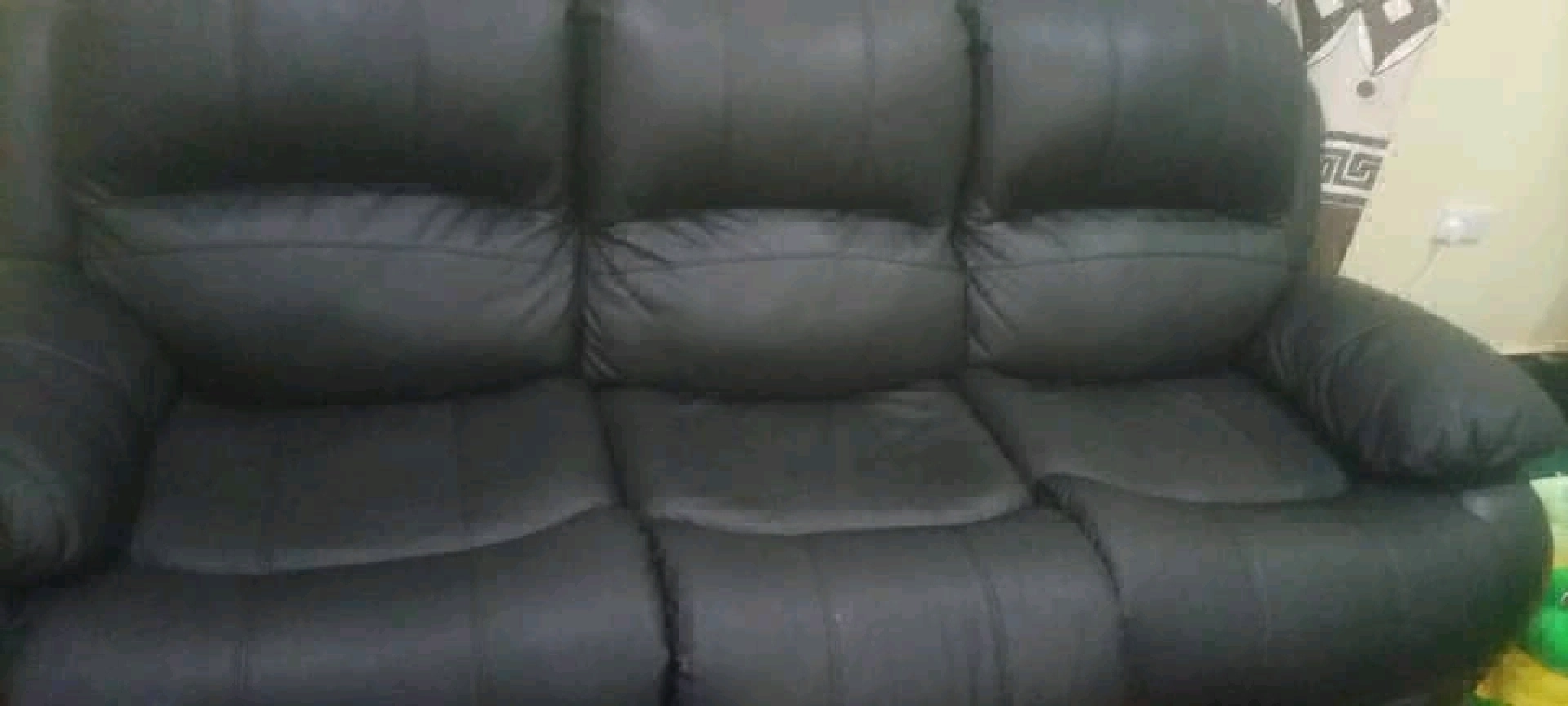 Used Black Leather Two-Seater Sofa Set thumbnail 2