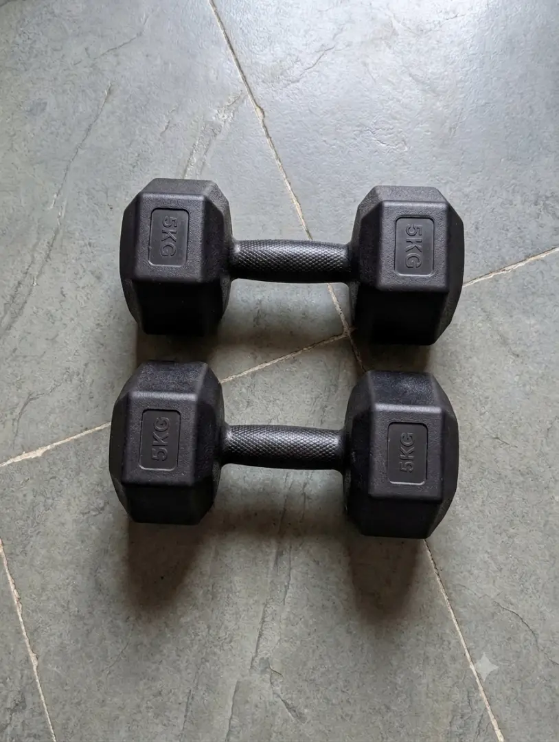 5KG Rubber Hex Dumbbells (Pair)