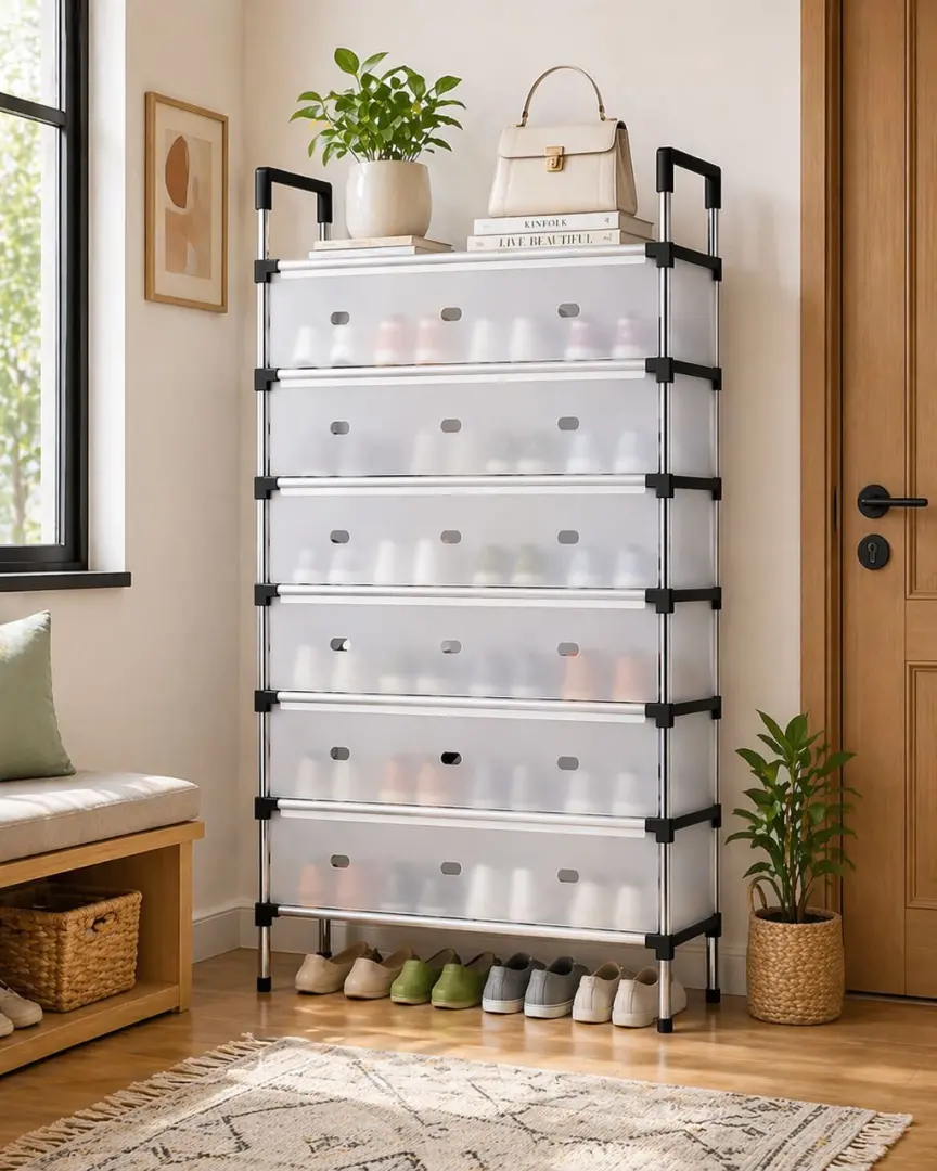 7 Layers Shoe Rack with Dust-proof Cover thumbnail 2