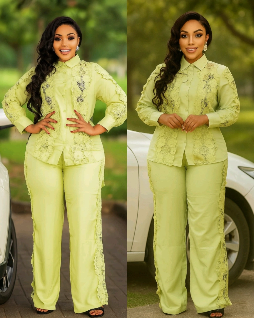 White Two-Piece Women's Outfit with Lace Details thumbnail 2