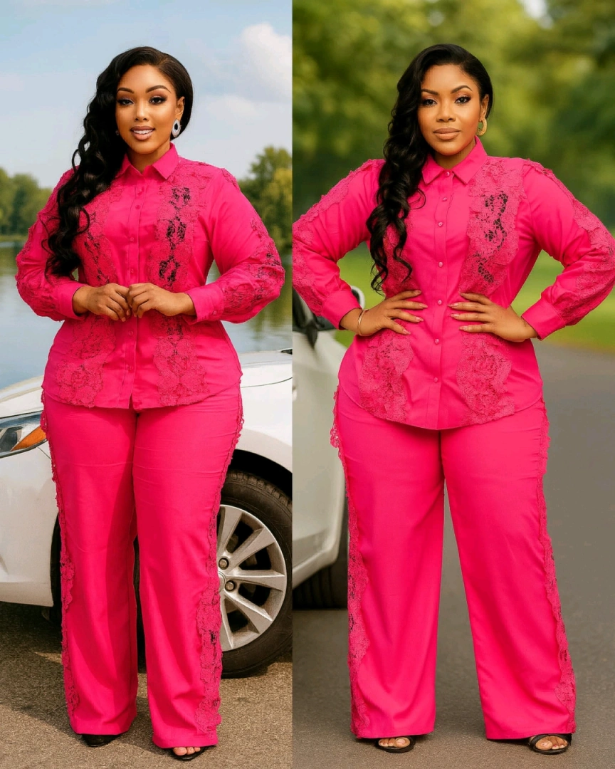 White Two-Piece Women's Outfit with Lace Details thumbnail 4
