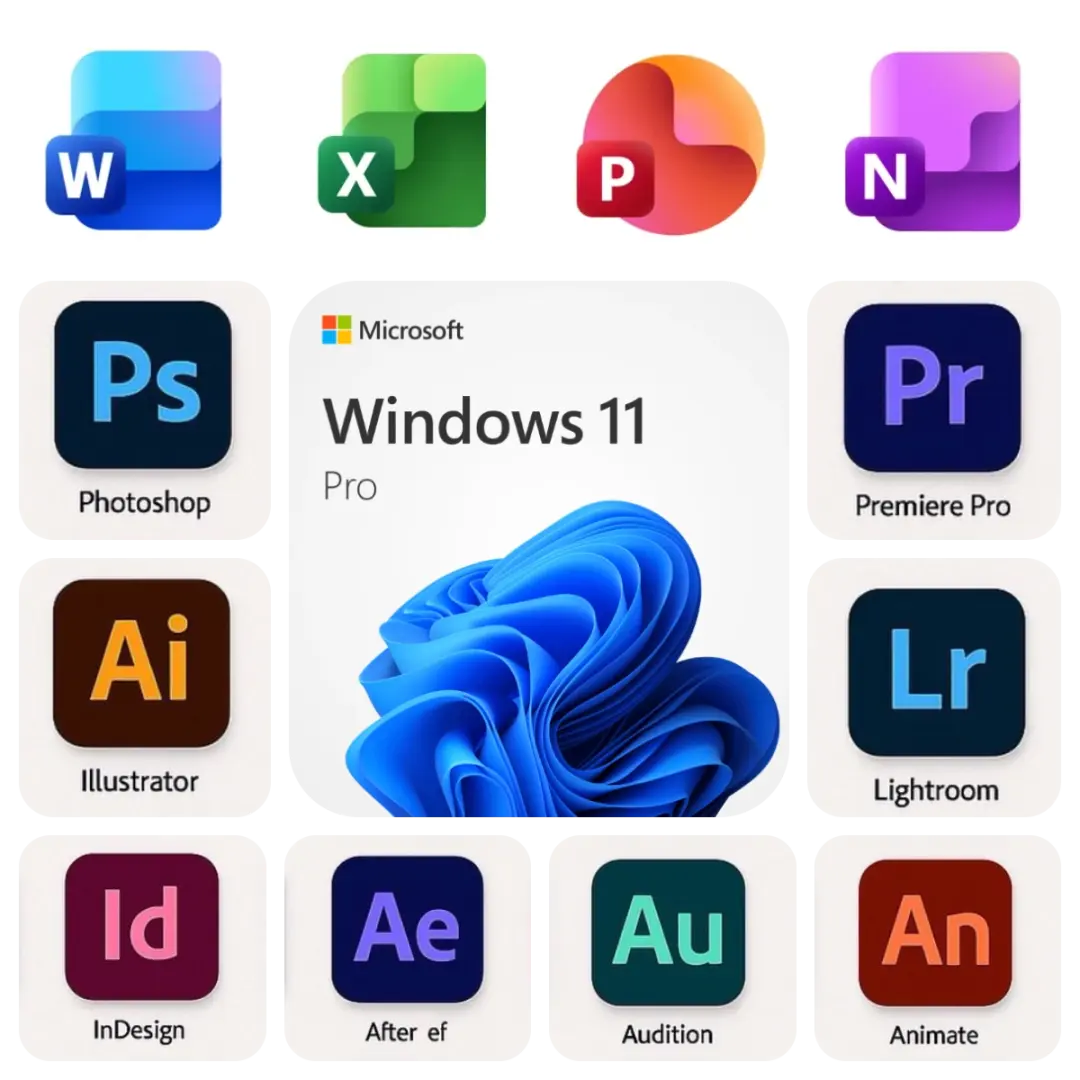 Windows 11 Professional + Microsoft Office 2024 + Adobe Creative Cloud 2025