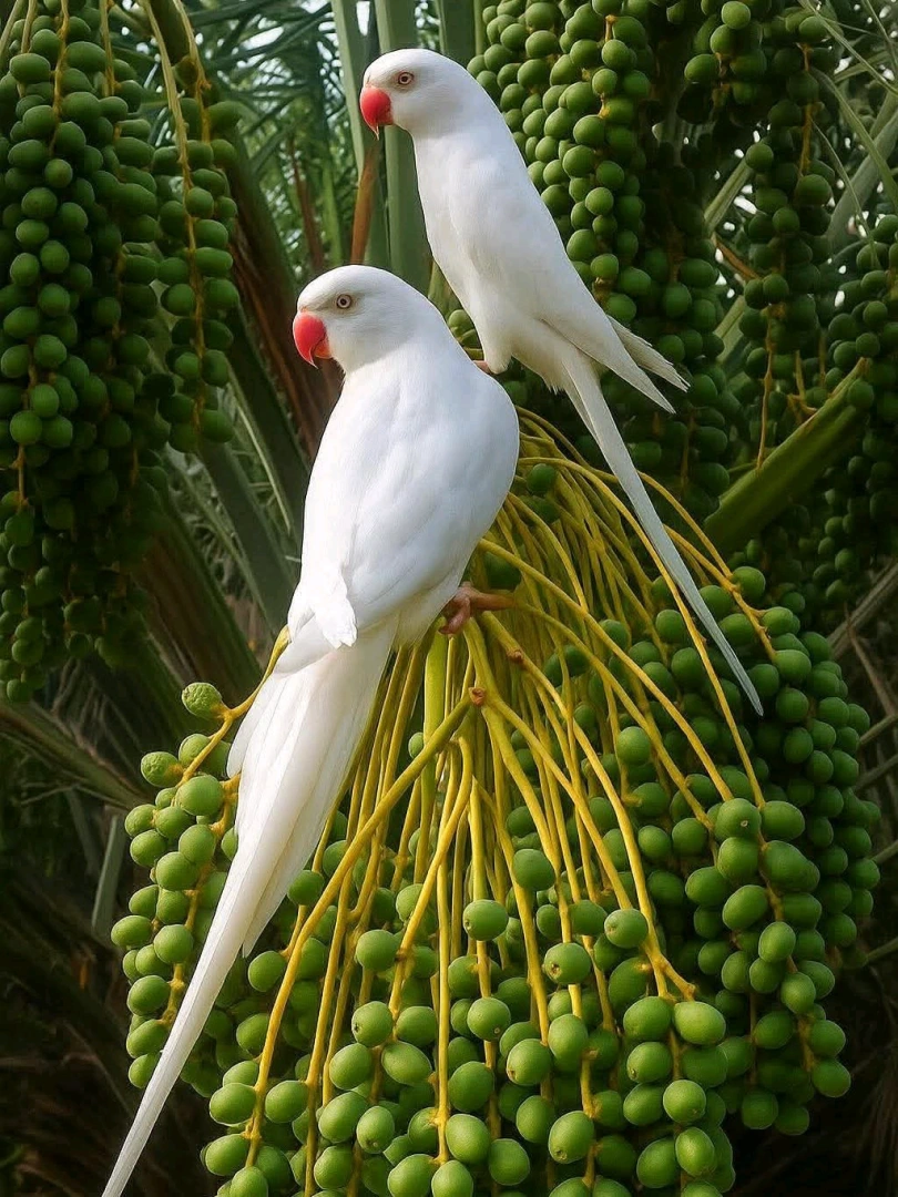 White Ring-necked Parakeet Breeding Pair
