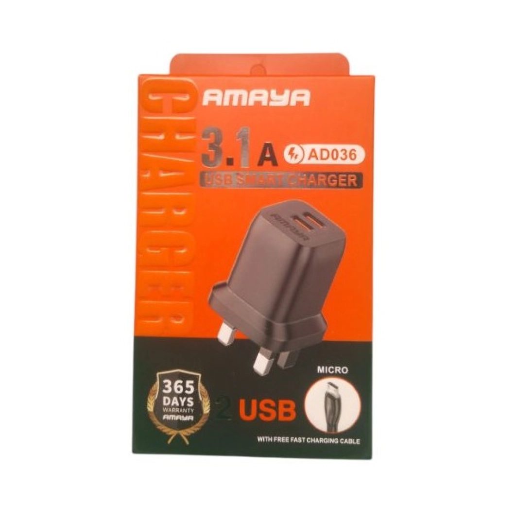 Amaya 3.1A Dual USB Smart Phone Charger