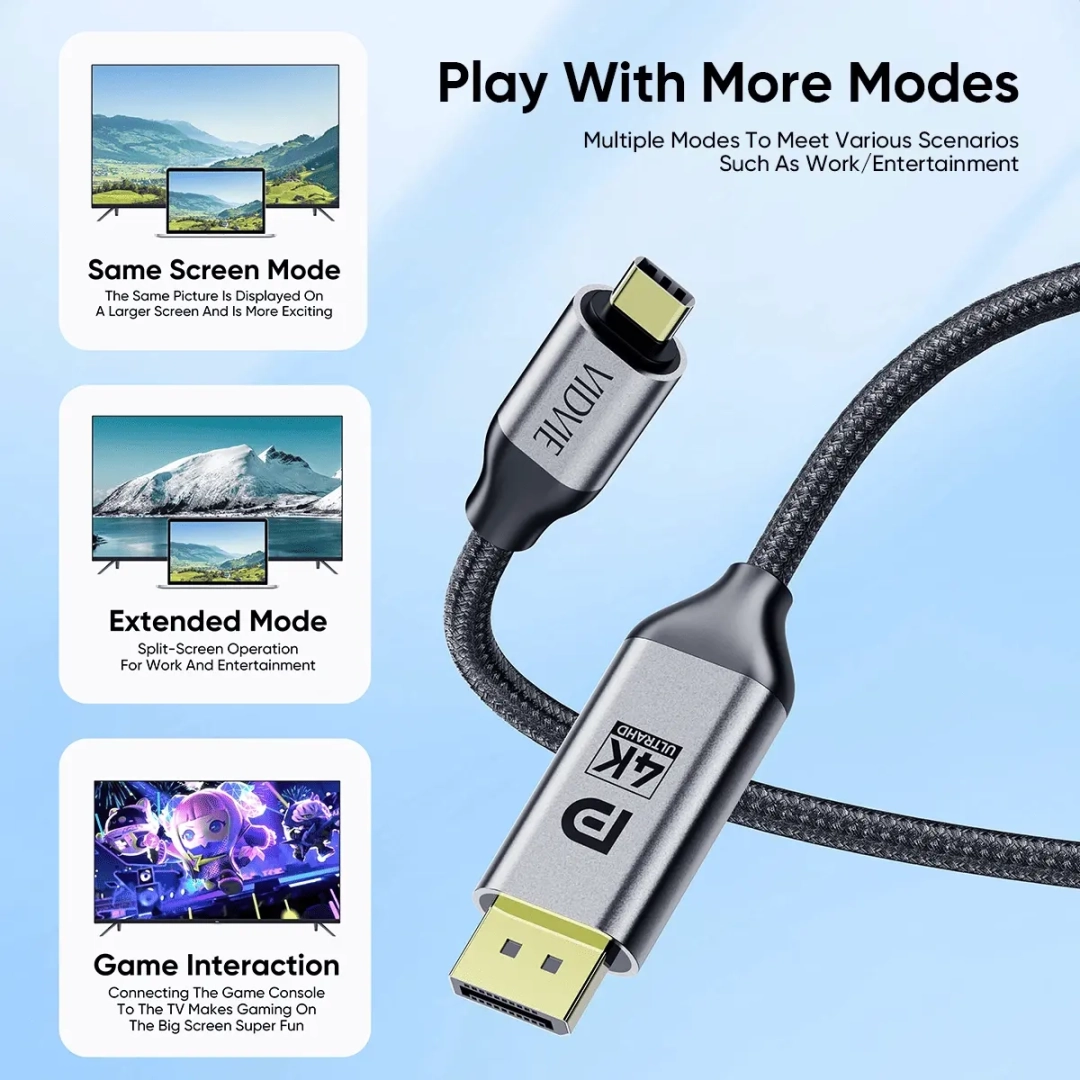 Vidvie USB-C to DisplayPort Cable HD02-2 (2m) thumbnail 3