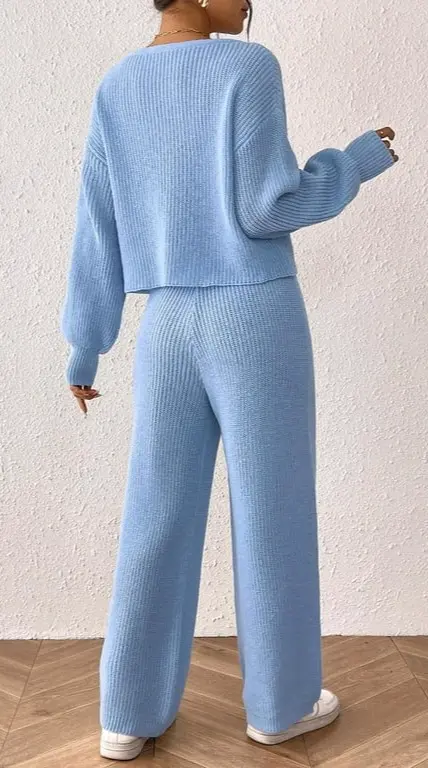 HAiming Women's Two-Piece Ribbed Knit Set thumbnail 2