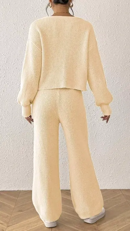 HAiming Women's Two-Piece Ribbed Knit Set thumbnail 4