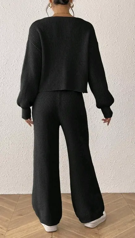 HAiming Women's Two-Piece Ribbed Knit Set thumbnail 7