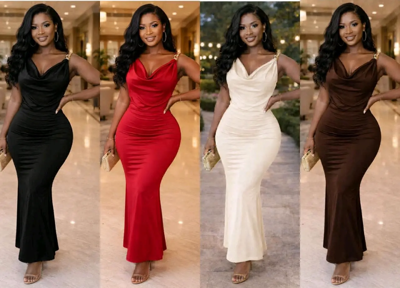 Red Satin Evening Gown thumbnail 5