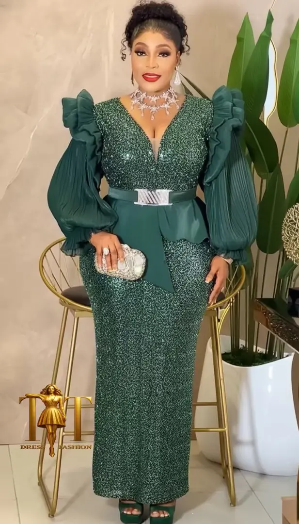 Sequined Peplum Evening Gown thumbnail 2