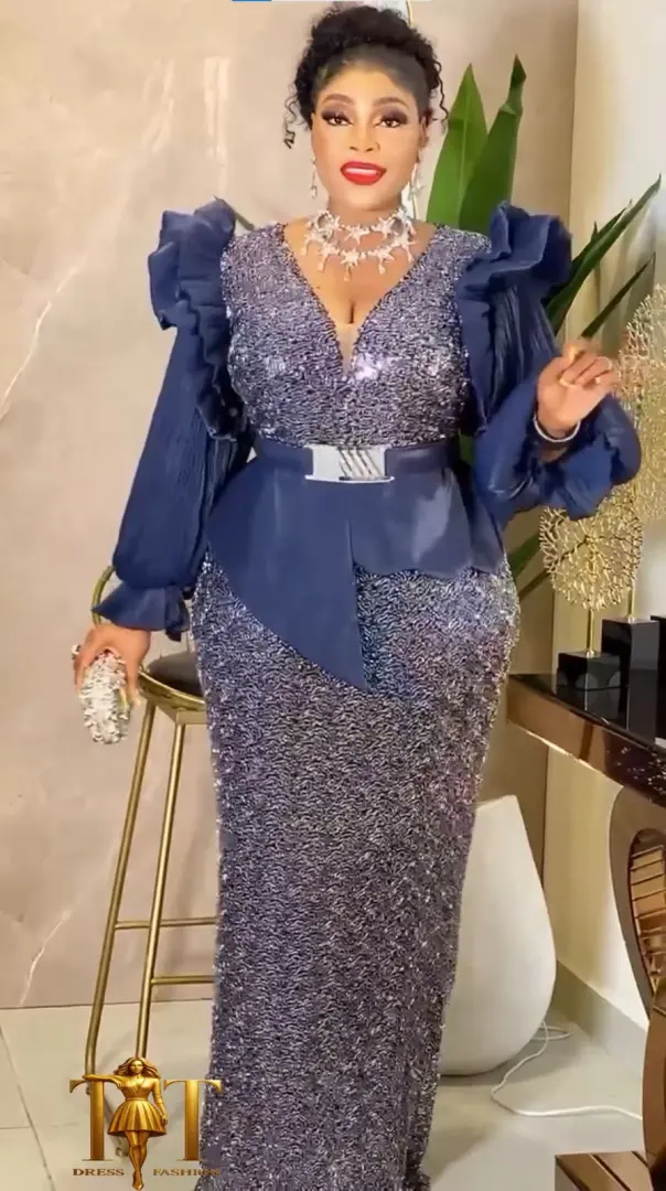 Sequined Peplum Evening Gown thumbnail 5
