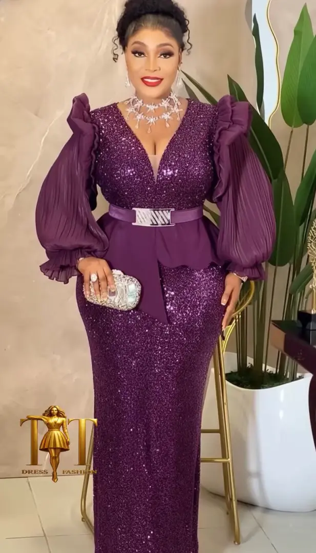 Sequined Peplum Evening Gown thumbnail 6