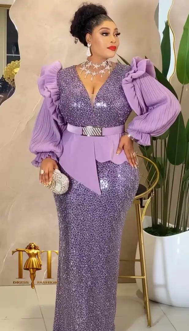 Sequined Peplum Evening Gown thumbnail 7