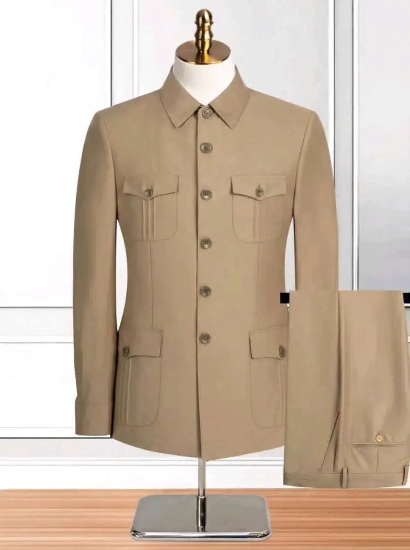 Marshalino Two Piece Men's Suit (Light Brown/Khaki)