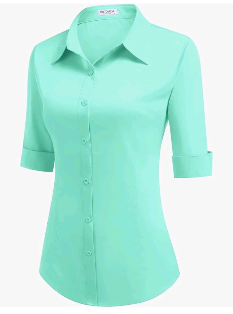 Ladies' Mint Green Short-Sleeved Shirt XL
