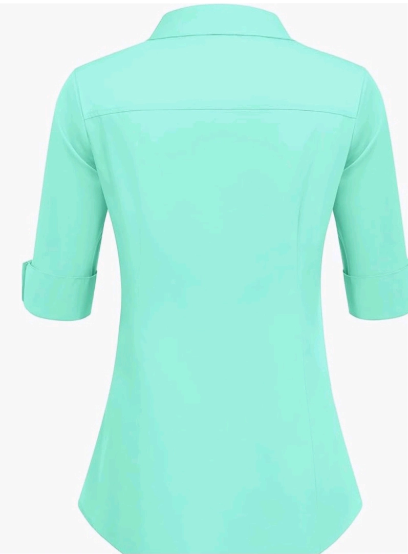 Ladies' Mint Green Short-Sleeved Shirt XL thumbnail 2