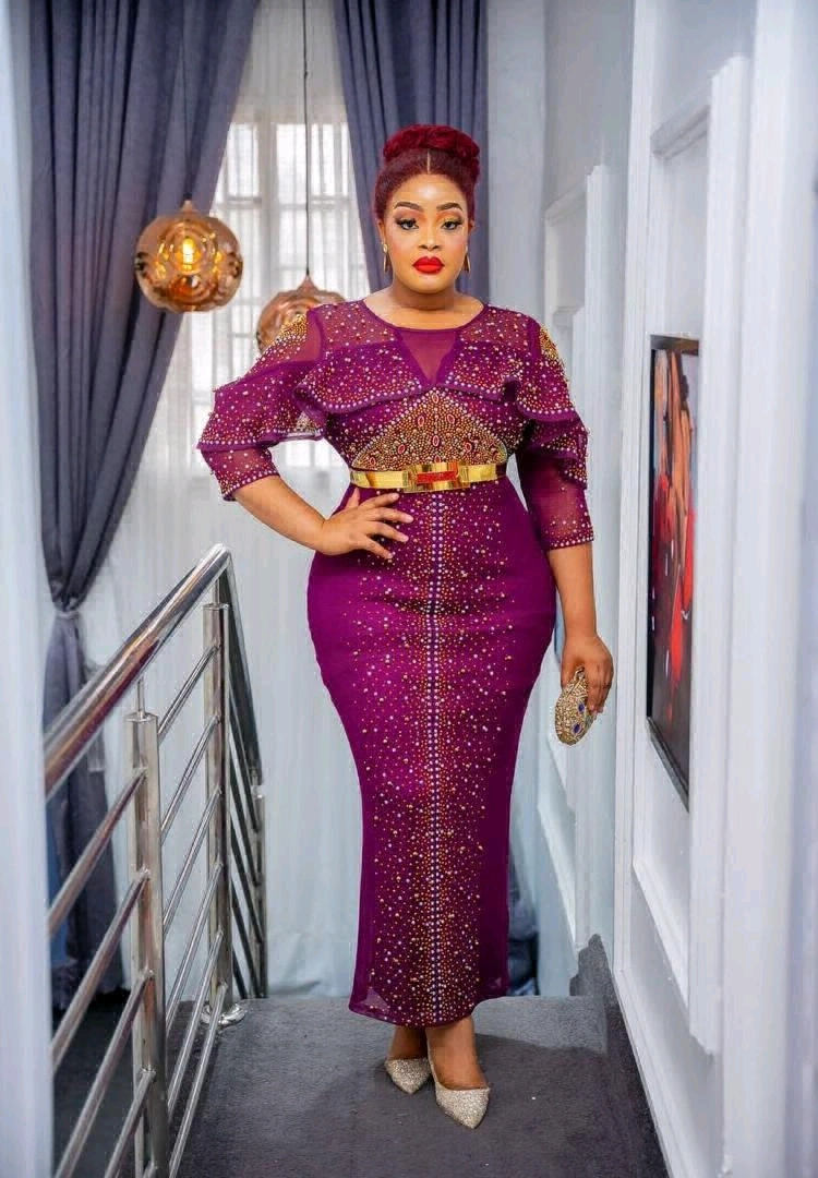 Purple Embellished Long Dress