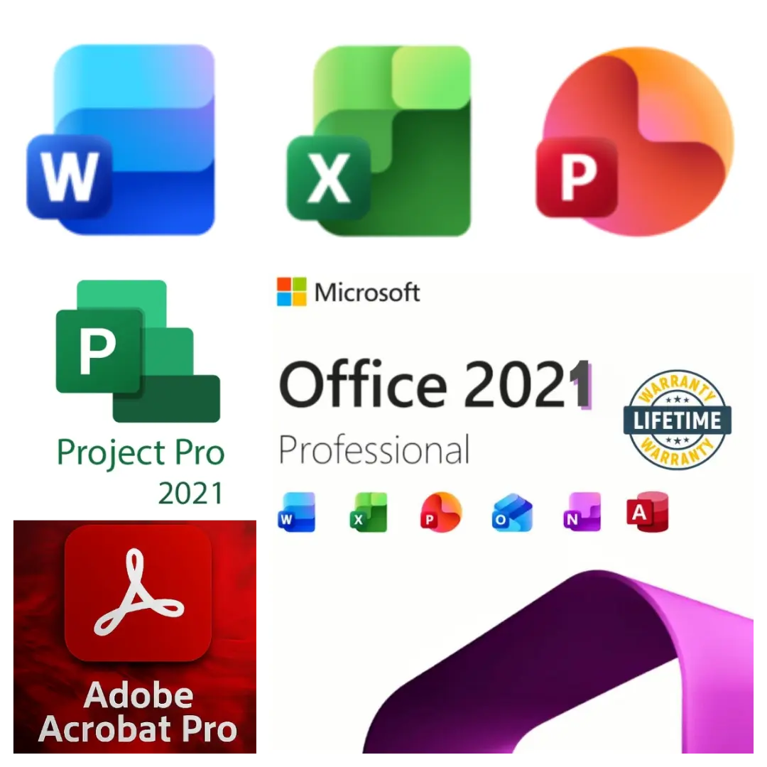 Lifetime Microsoft Office 2021 Pro Plus & Adobe Acrobat Pro DC