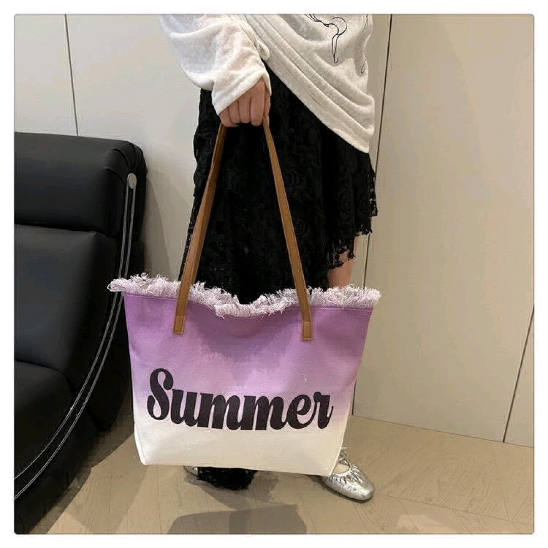 Large Purple and White Summer Tote Handbag