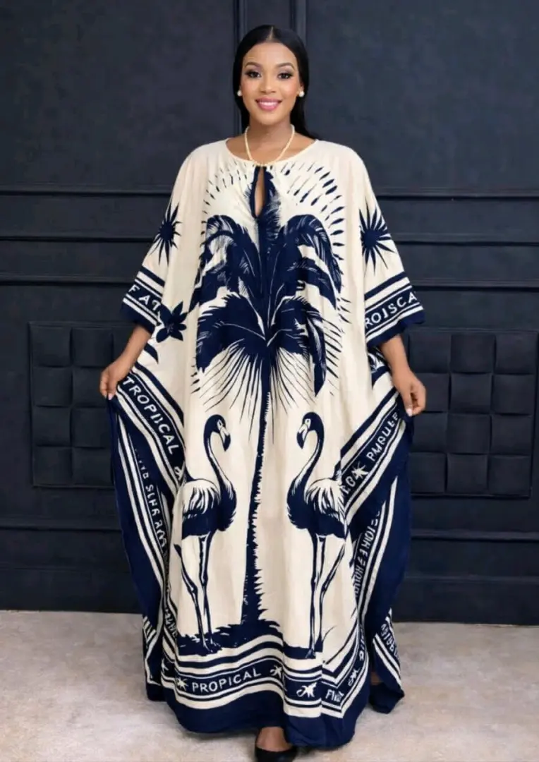 Satine Kaftan Dress - Tropical Print