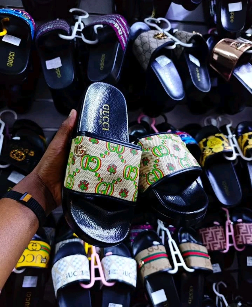 Black Louis Vuitton Style Slide Sandals thumbnail 3