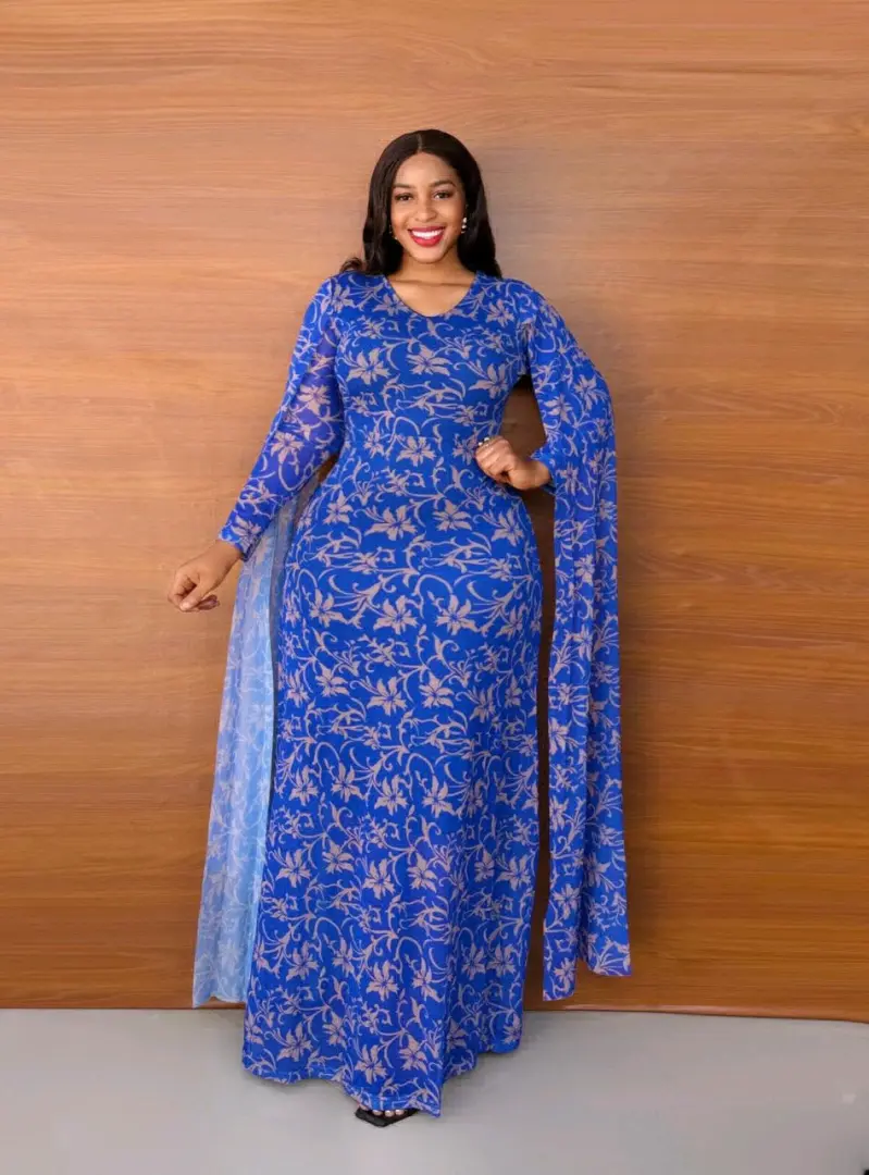 Floral Ankara-Style Maxi Dress