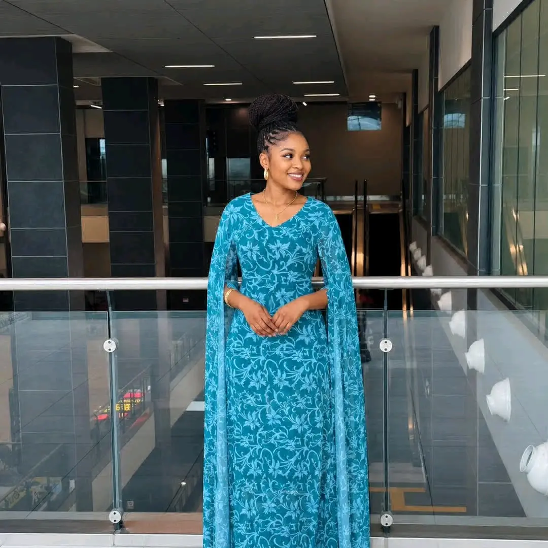 Floral Ankara-Style Maxi Dress thumbnail 5