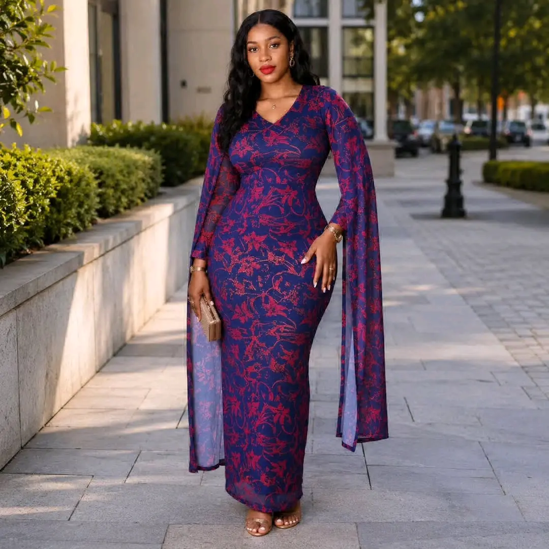 Floral Ankara-Style Maxi Dress thumbnail 8