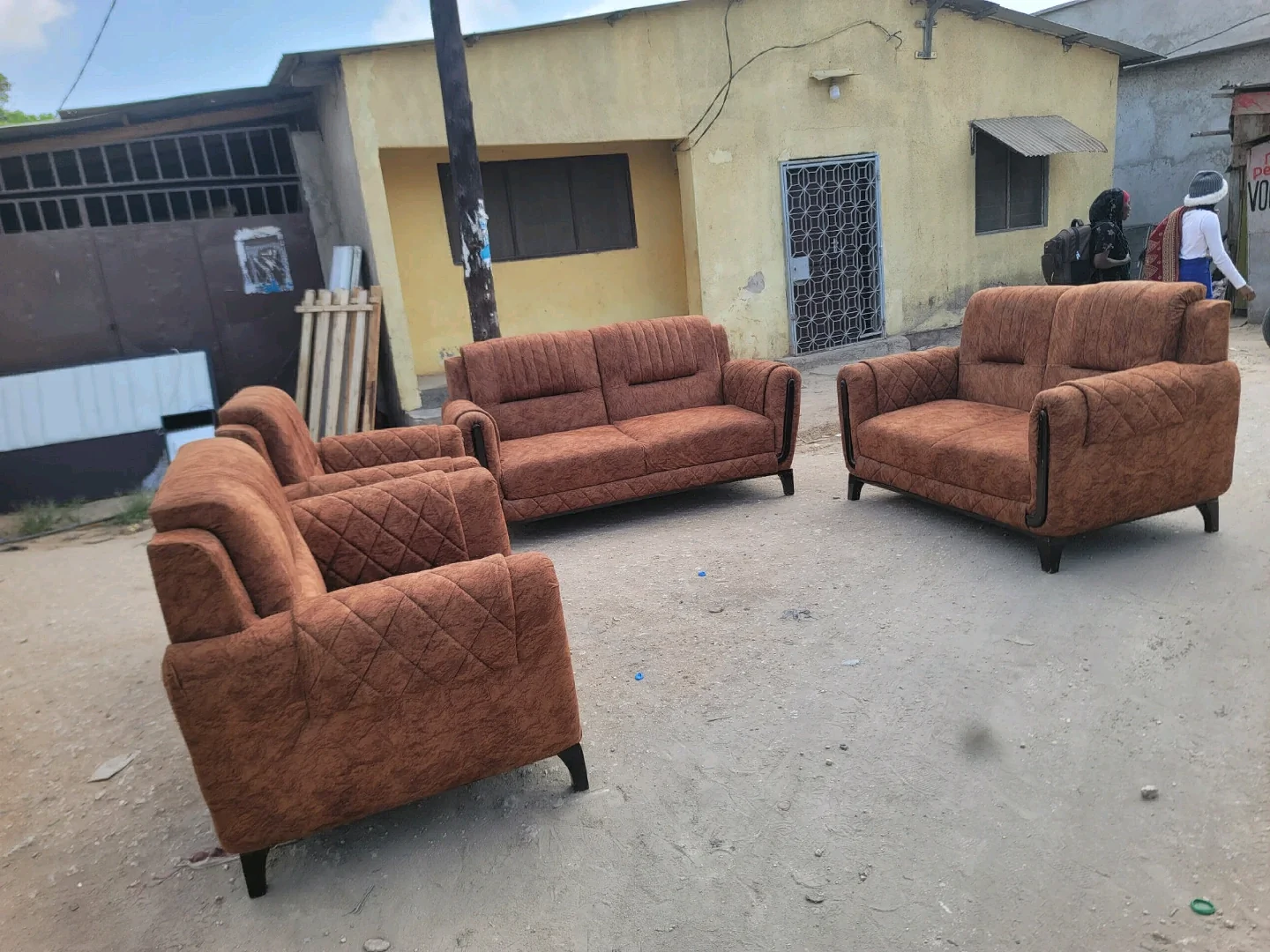 New Brown Sofa Set with Wood Frame thumbnail 2