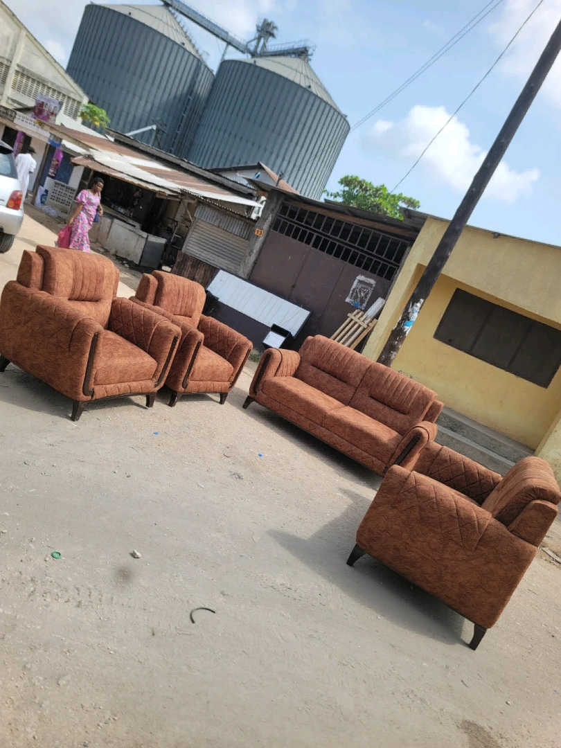New Brown Sofa Set with Wood Frame thumbnail 3