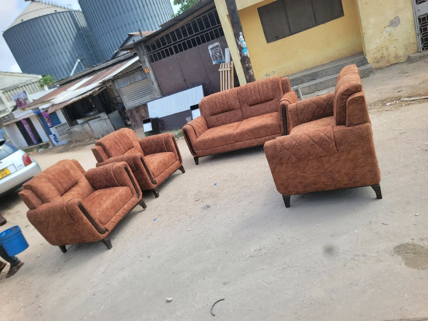 New Brown Sofa Set with Wood Frame thumbnail 4