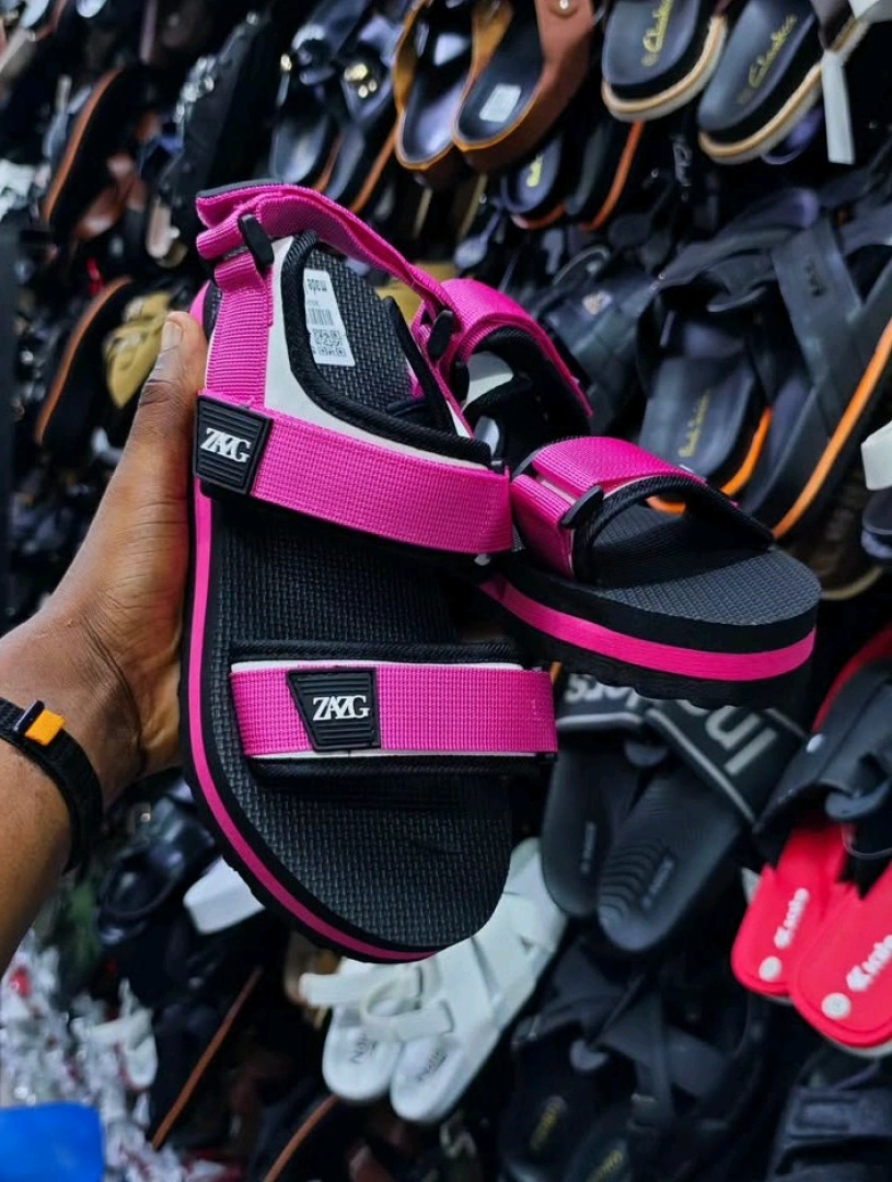 Unisex Pink and Black Platform Sandals