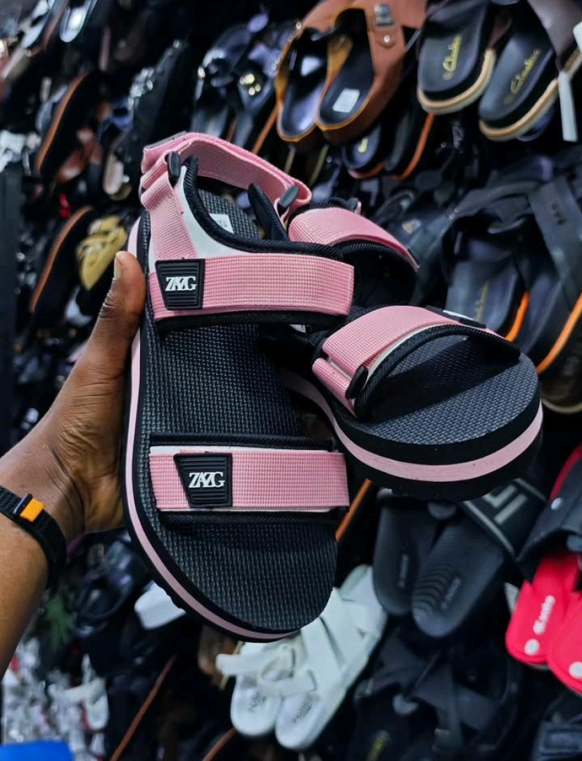 Unisex Pink and Black Platform Sandals thumbnail 3