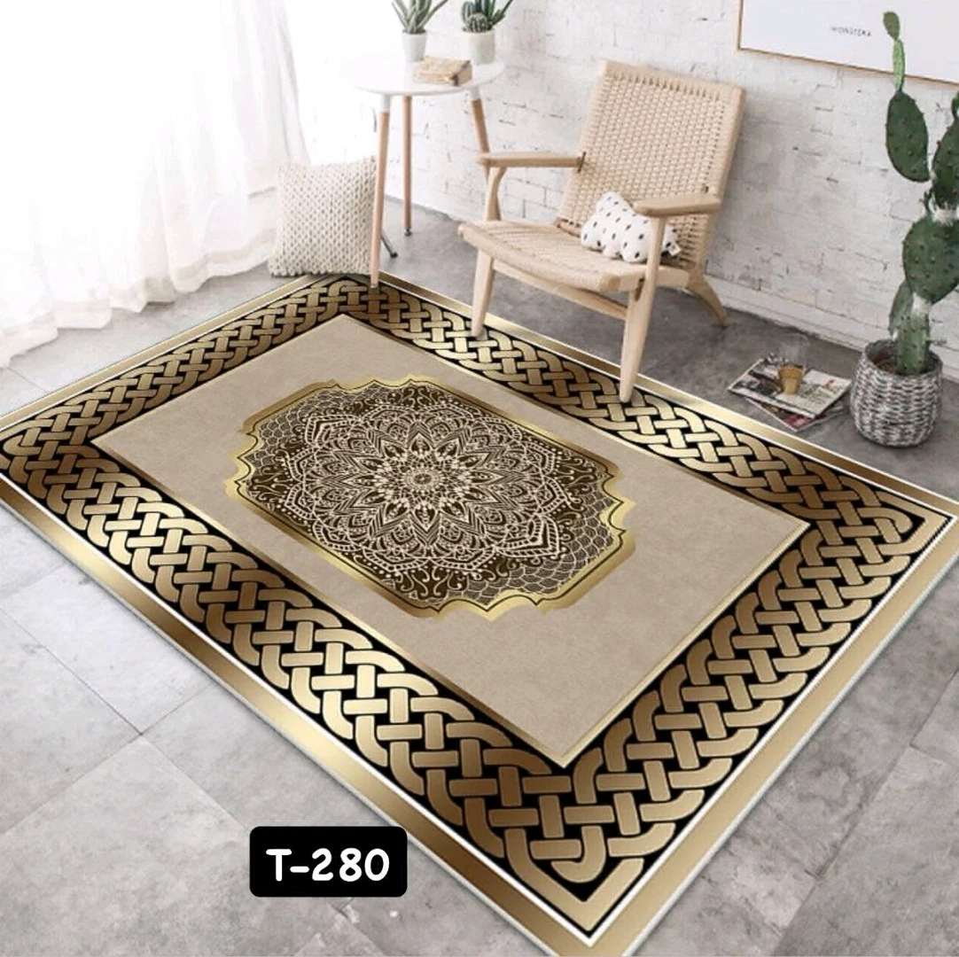 3D Velvet Carpet Grey and Yellow Geometric Pattern thumbnail 3