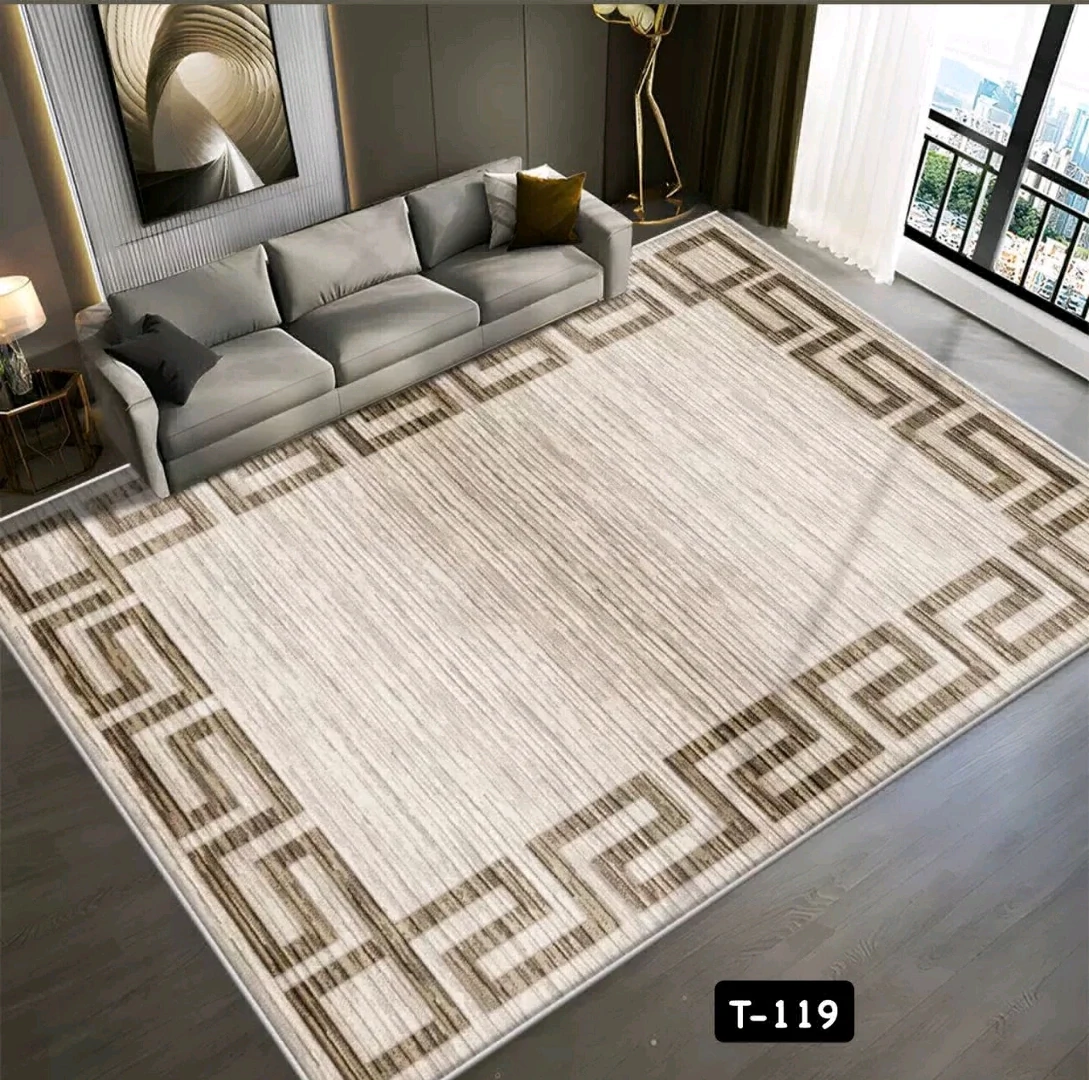 3D Velvet Carpet Grey and Yellow Geometric Pattern thumbnail 4