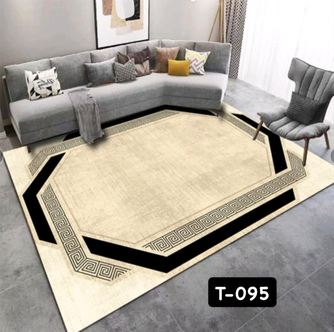 3D Velvet Carpet Grey and Yellow Geometric Pattern thumbnail 5
