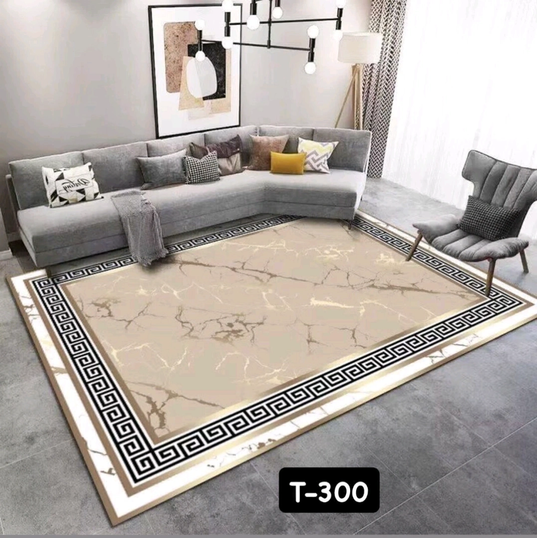 3D Velvet Carpet Grey and Yellow Geometric Pattern thumbnail 7