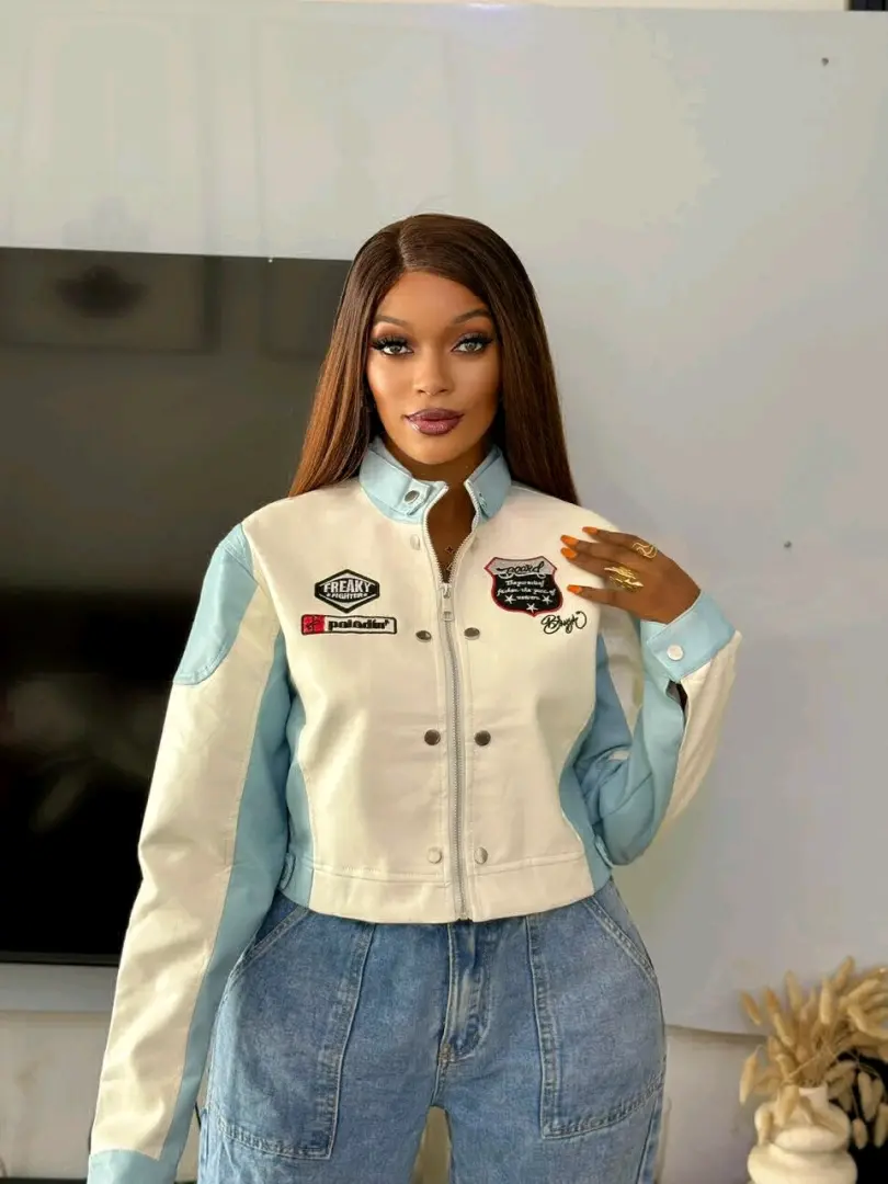 White and Red Leather-Style Jacket thumbnail 3