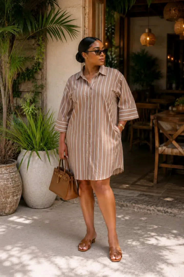 Magauni Mazuri ya Kike (Striped Shirt Dress) thumbnail 4