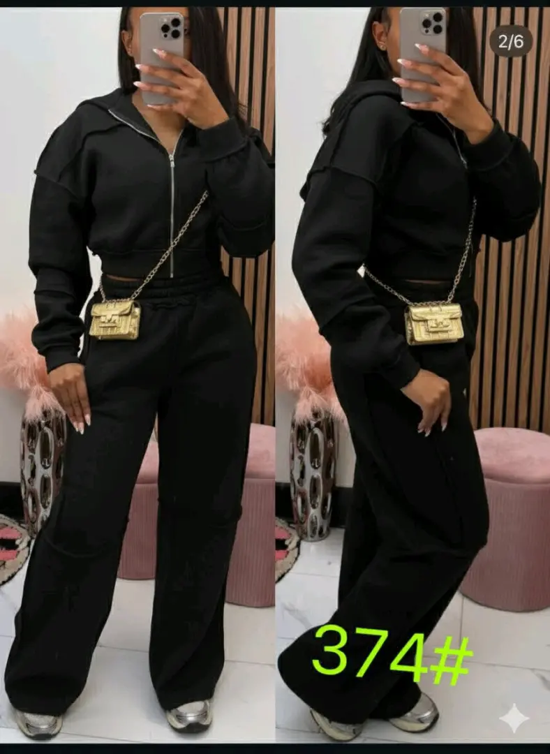 Black Three-Piece Tracksuit Set